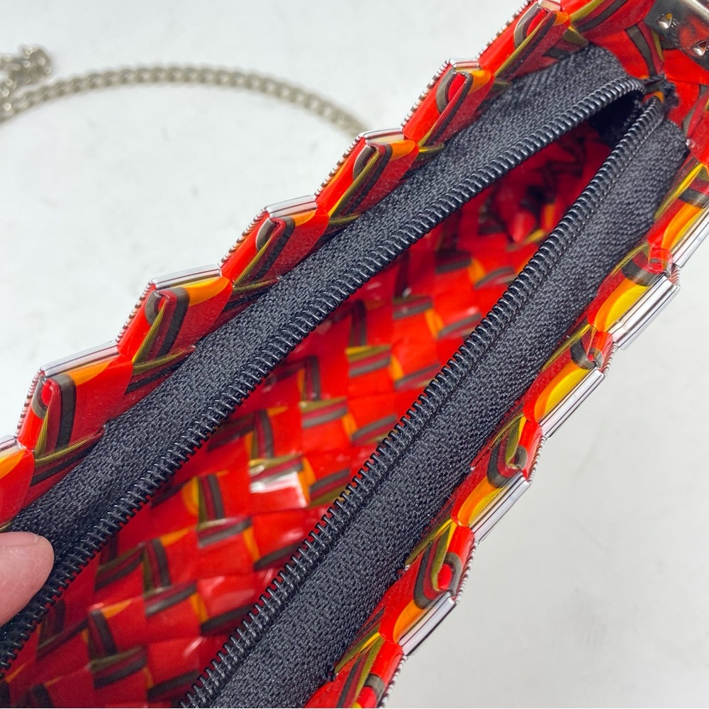 Candy Wrapper Purse with Chain Barcode Red Black White - Picture 8 of 12